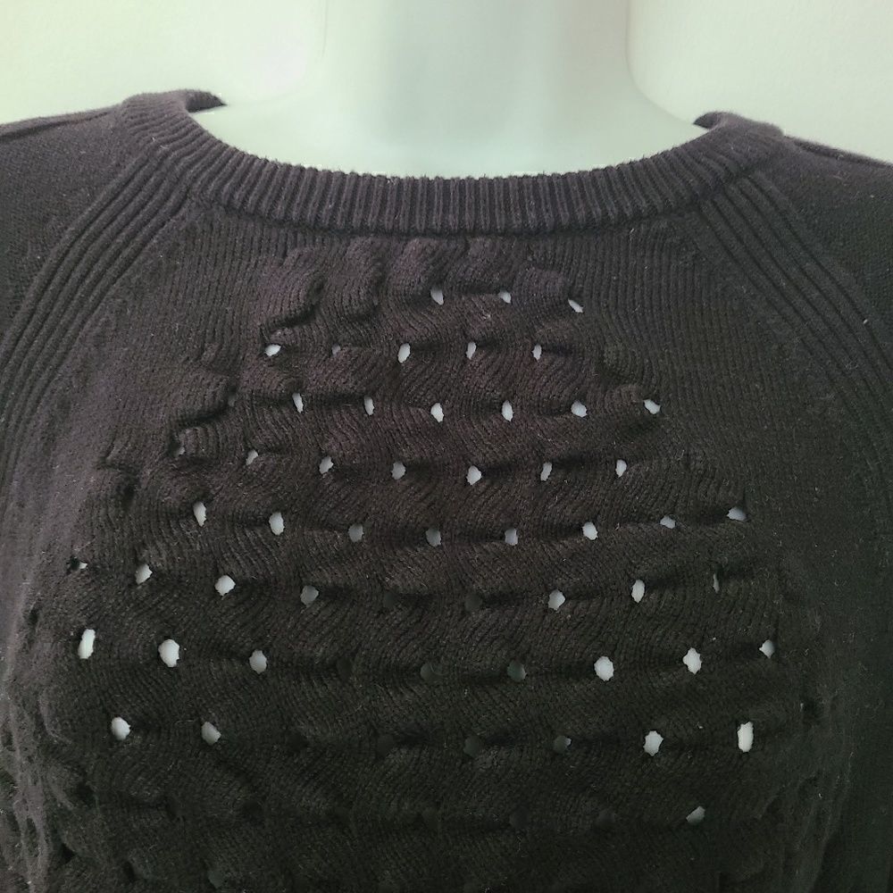 Tory Burch Black Basket Knit Sweater S - Picture 4 of 8